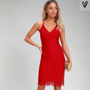 LULU's red lace bodycon dress-NWT, out of stock